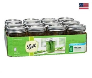 Ball Wide Mouth Pint Canning Mason Jars,  Lids & Bands Clear Glass,  16Oz 24 - Pack 2