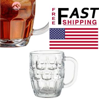 Home Essentials Beer Dimpled Mugs 20oz Happy Hour Thick Durable Clear 4 Set