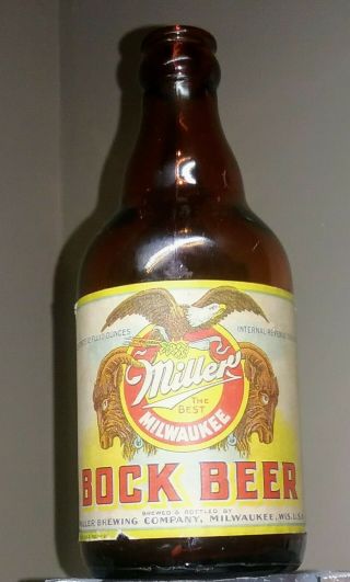 Miller Bock Beer Steinie Beer Bottle,  Miller Brewing.  Co.  Milwaukee,  Wi.  Irtp