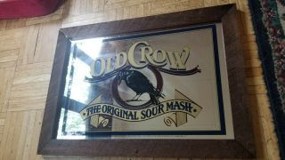 Old Crow Kentucky Straight Bourbon Whiskey " Sour Mash " Mirror Bar Sign
