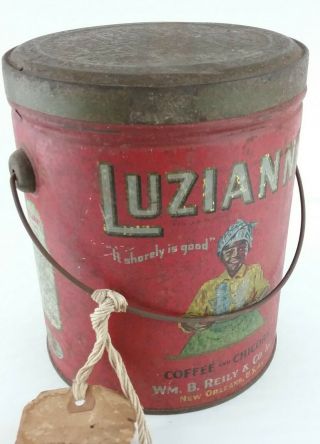 1928 Luzianne Coffee & Chicory Tin Can 3 Lbs " It Shorely Is Good " 1st Mammy Logo