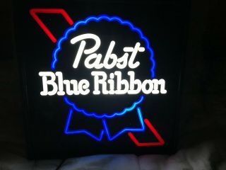 Vintage Pabst Blue Ribbon Beer Neo Neon Lighted Sign 17 " X 17 " Rare N/mint