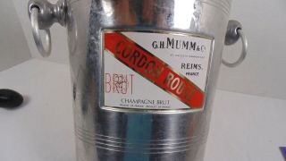 Vintage G.  H.  Mumm & Co.  Cordon Rouge Brut Champagne Ice Bucket MADE IN FRANCE 2