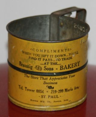 Vintage Advertising Bakery Tin Sifter Braunig & Sons St Paul Minnesota Minn Mn