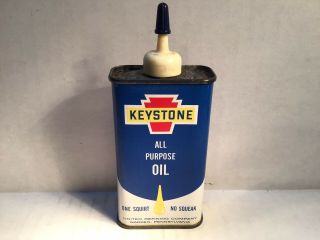 Vintage Keystone Oil Can NOS Full handy oiler 4 oz rare tin 3 Old Cities Whiz GM 2