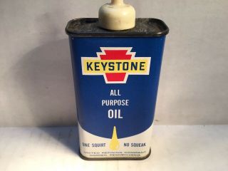 Vintage Keystone Oil Can NOS Full handy oiler 4 oz rare tin 3 Old Cities Whiz GM 3