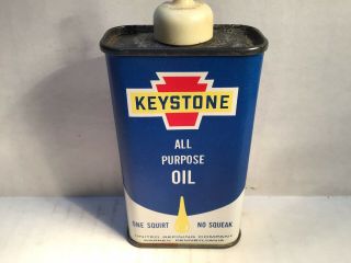 Vintage Keystone Oil Can NOS Full handy oiler 4 oz rare tin 3 Old Cities Whiz GM 5