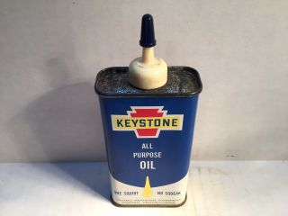 Vintage Keystone Oil Can NOS Full handy oiler 4 oz rare tin 3 Old Cities Whiz GM 6