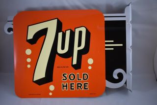 Rare 1940’s 7up Flange Stout Sign Co.  Nos 2 Sided Reissue
