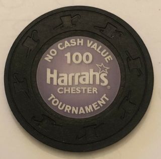 Harrahs Chester Casino 100 Tournament Chip Rare Only 1 On Ebay Obsolete