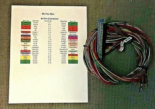Ms Pac Man 44 Pin Edge Connector Wiring Harness With Pin Out Sheet