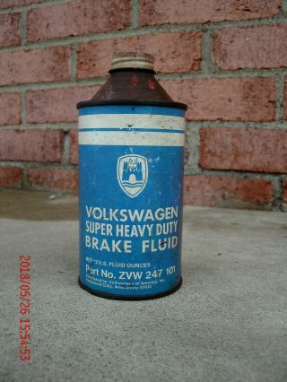 Vintage Conetop Volkswagen Brake Fluid Oil Can - Rare Late 1960 