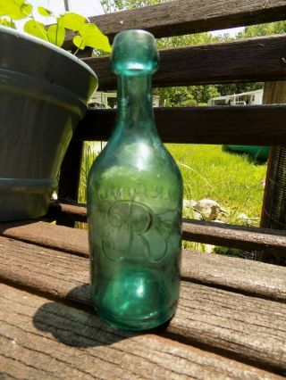 W.  Riddle Soda Bottle Iron Pontil,  Blob Top 1854 - 1864