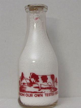 TRPQ Milk Bottle Shadow Lawn Dairy J P Rose East Providence RI 1943 HERD 2