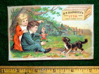 1870s - 80s Lovely Kids Punch Judy Puppet Dog Babbitt 