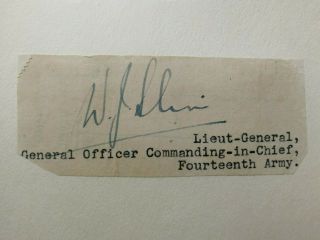 William Slim - Field Marshal - British Military Commander - Ww2 - Autograph