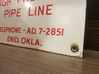 Champlin Oil & Refining Co Porcelain Sign High Pressure Pipe Line Enid.  Oklahoma 5