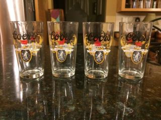 Set Of 4 Vintage 80s Beer Drinking Glass Coors Banquet 10oz Retro Waterfall