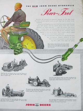 Vintage John Deere Hydraulic Powr Trol Power Tractor Print Ad