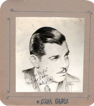 Oscar Winner Actor Clark Gable (the King),  Signed Vintage Studio Photo Art.