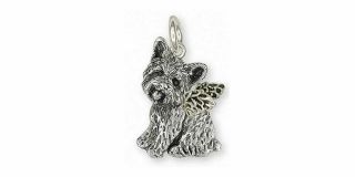Yorkie Angel Charm Jewelry Sterling Silver Handmade Dog Charm Yk341x - Ac