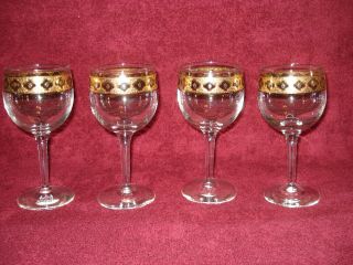 Culver Wine Glasses Vintage Valencia Pattern set of 4 2