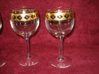 Culver Wine Glasses Vintage Valencia Pattern set of 4 3