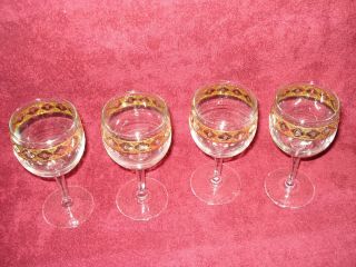 Culver Wine Glasses Vintage Valencia Pattern set of 4 5