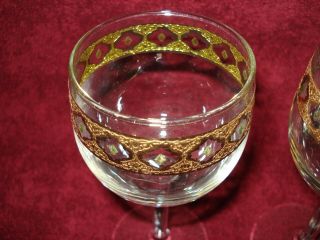 Culver Wine Glasses Vintage Valencia Pattern set of 4 6