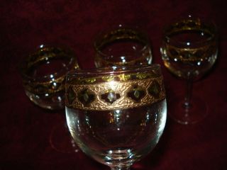 Culver Wine Glasses Vintage Valencia Pattern set of 4 7