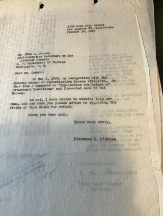 1945 J EDGAR HOOVER Autographed pay letter correspondence FBI director 3