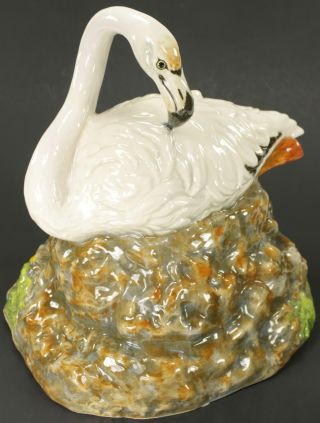 Flamingo Townsends Ceramics 1975 Bird 13.  5 " Vtg Nesting Marked Dated Large White