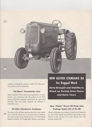 Oliver 88 row crop and standard tractor sales brochure from 1947,  Streamline 3