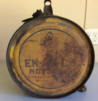 Vintage En - Ar - Co Motor Oil 5 Gallon Can W/ Cap Enarco Gas Service 1920s