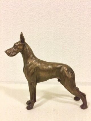Great Dane (cropped Ears) Cold - Cast Bronze Figurine 5.  75 " Long 63 - 075