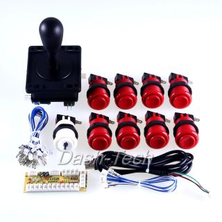 Happ Arcade Control Panel Kit Arcade Buttons Wires & Usa Joystick & Usb Cables