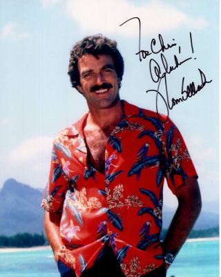 Tom Selleck Authentic Signed 8x10 Color Photo Sexy Magnum Pi To Chris