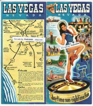 1950 ' s Las Vegas Chamber of Commerce NV Cowgirl Pinup Vintage Color Brochure 2
