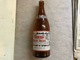 Howel’s Root Beer Amber Quart Bottle,  Peoria,  Illinois
