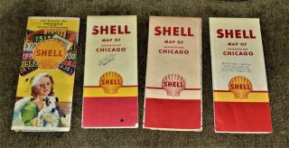 Vtg 1933 1950 1953 1954 Shell Oil Road Map Maps Chicago