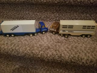 Vintage Tonka Horse Cattle Cab Over Semi Truck And Trailers Combo -