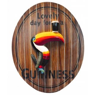 Guinness Oval Toucan " Lovely Day For A Guinness " 3d Wood Bar Pub Sign -
