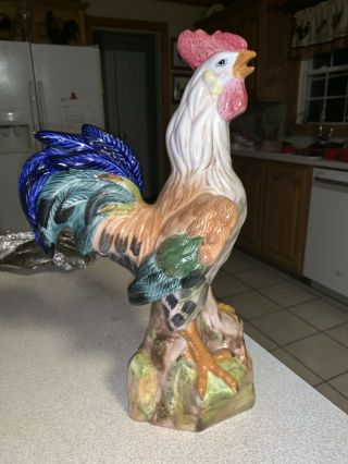 Large Ceramic Rooster Figurine