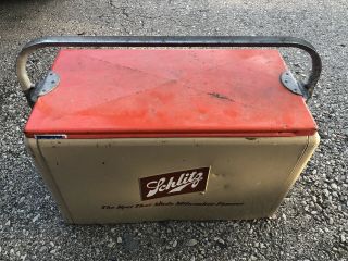 Vintage 1950s Cronstroms Metal Schlitz Beer Advertising Cooler