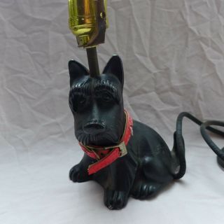 Vintage Cast Iron Scottish Terrier Scottie Dog Lamp Black Glass Eyes