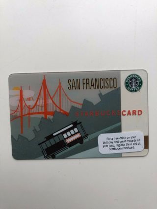 San Francisco Cable Car Starbucks 2009 Gift Card Golden Gate Bridge