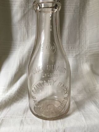 Vintage Quart Milk Bottle Salewsky Bros.  Sanitary Dairy Menominee Michigan