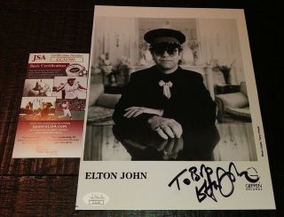 Elton John Music Legend Signed Autographed 8x10 B/w Promo Photo Jsa Rare