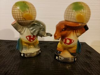 Jim Beam Decantor Bottles Democratic And Republican Elephant And Donkey