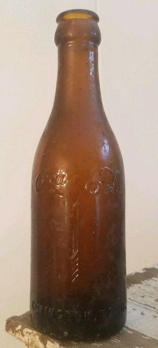 Rare Amber Arrow Straight Sided Coca Cola Bottle Covington Tenn.  Rated " S "